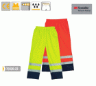 Fluo PU esőnadrág, 170g/m?, 3M csíkokkal, Jólláthatósági