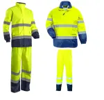 Fluo esőruha, Pes/PU Breathane Oxford, szellőző, sárga/kék, Jólláthatósági