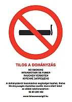 Dohányozni tilos - 5 nyelvű tábla, utánvilágító TB-02155