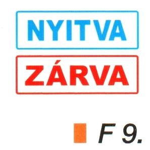 Nyitva-zárva 2 oldalas müanyag tábla F9