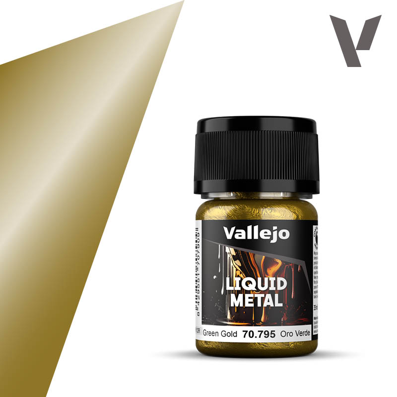 Vallejo 70.795 Liquid Metal Green Gold magasfényű airbrush festék 35 ml